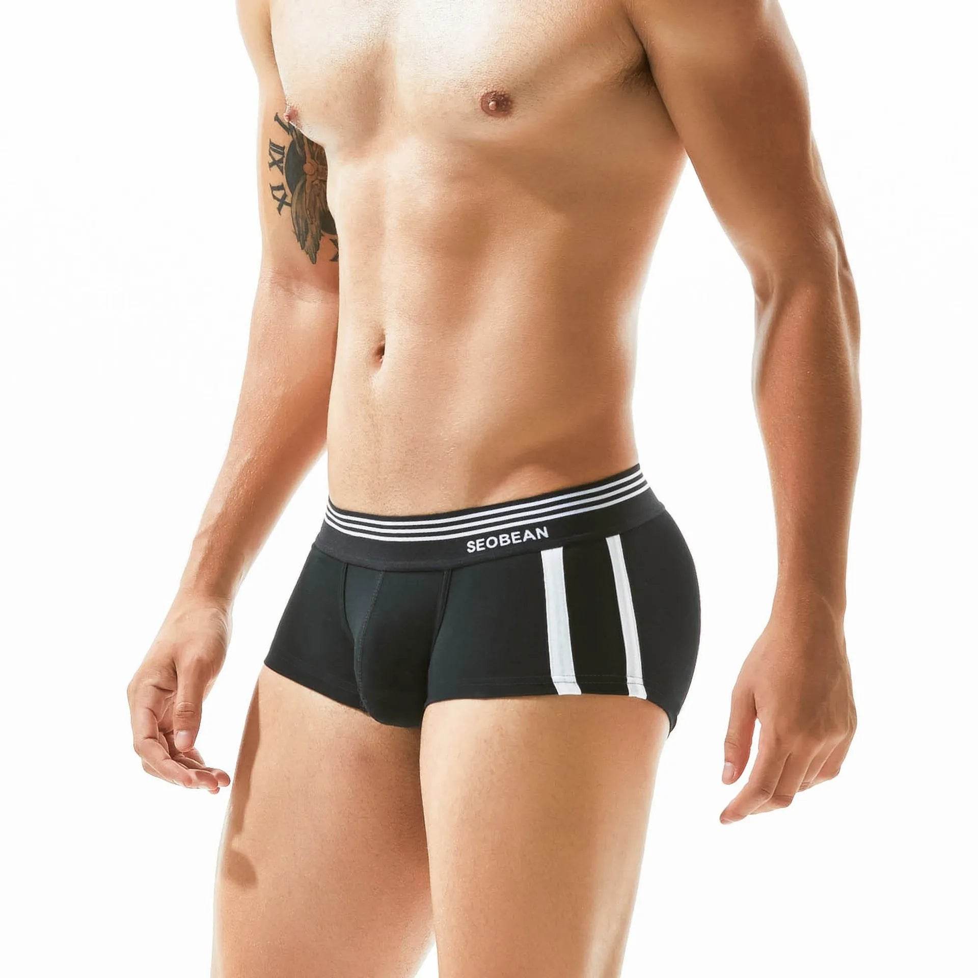 Men's Underwear Low Waist Cotton Seamless Boxer Briefs - Velora