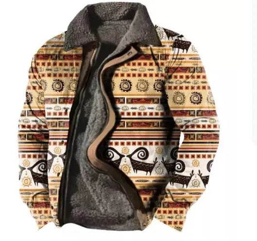 Thickened Side Seam Pocket Casual Zipper Loose Wolf Cotton Jacket - Velora