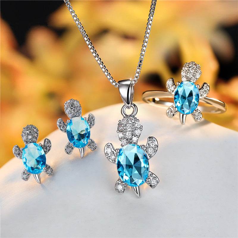 Fashion Oval Zircon Pendant Turtle Shape Necklaces With Rainbow Stone Multicolor Animal Necklace Jewelry For Woman And Children - Velora