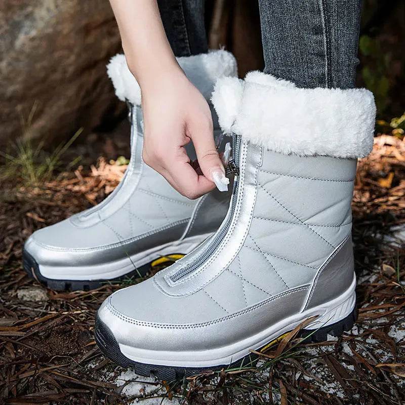 Winter Waterproof Snow Boots Women's Mid-calf Front Zipper - Velora