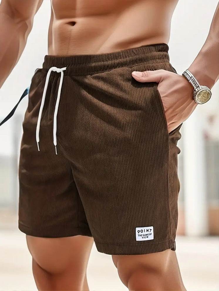 Lace-up Drawstring Shorts Summer Corduroy Sports Short Pants Mens Clothing - Velora
