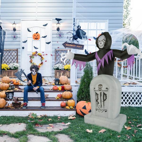 Grim Reaper And Grave, Halloween Inflatable Decoration 12V - Velora
