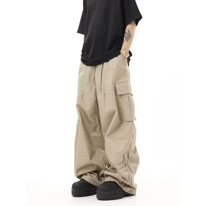 American Vintage Crumpled Multi-pocket Loose Baggy Cargo Pants Men - Velora