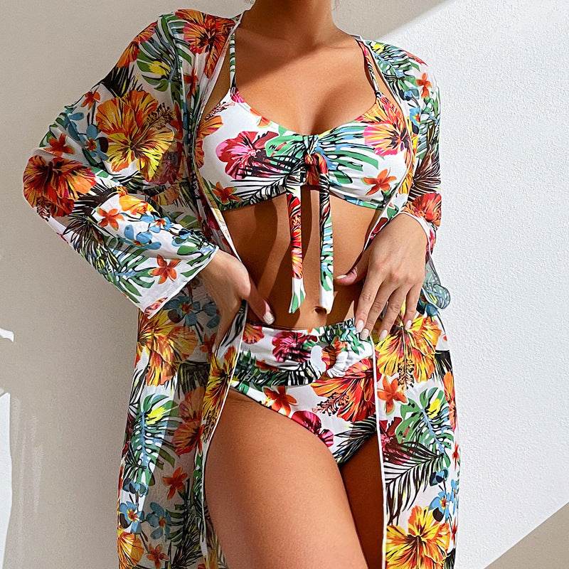 Women's Long Blouse Split Bikini Plus Size Suit - Velora