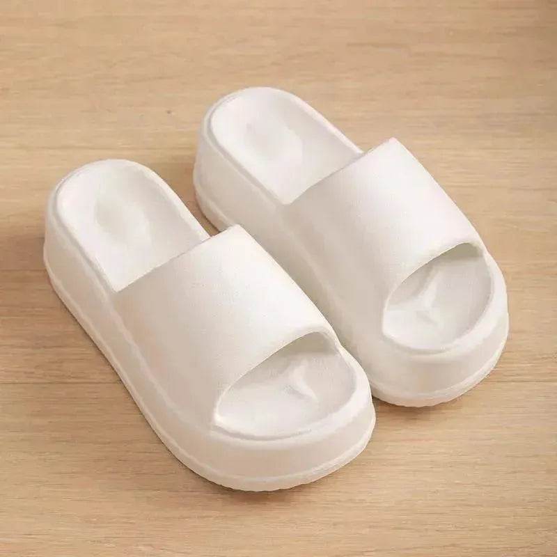 7cm High Heel Flat Slippers Summer Solid Color Non-slip Floor Home Shoes Outdoor Garden Slippers For Women - Velora