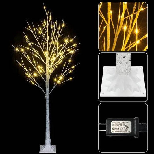 4FT Snowflake Christmas Tree With 48 LED Lamp Artificial Snowflake Pine Tree Home Decoration For Holiday - Velora