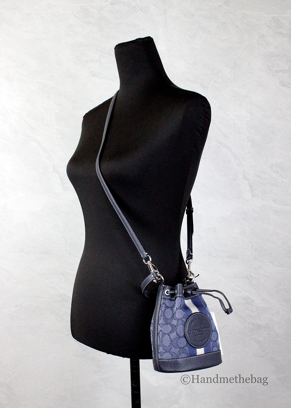 Coach Dempsey Mini Jacquard Denim Crossbody Bucket