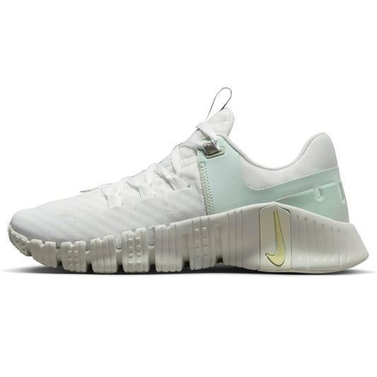 Nike Free Metcon 5 Premium Womens Workout Shoes (FJ1548-100 Summit White/Sea Glass/Barely Green/Light Lemon Twist) Size 7