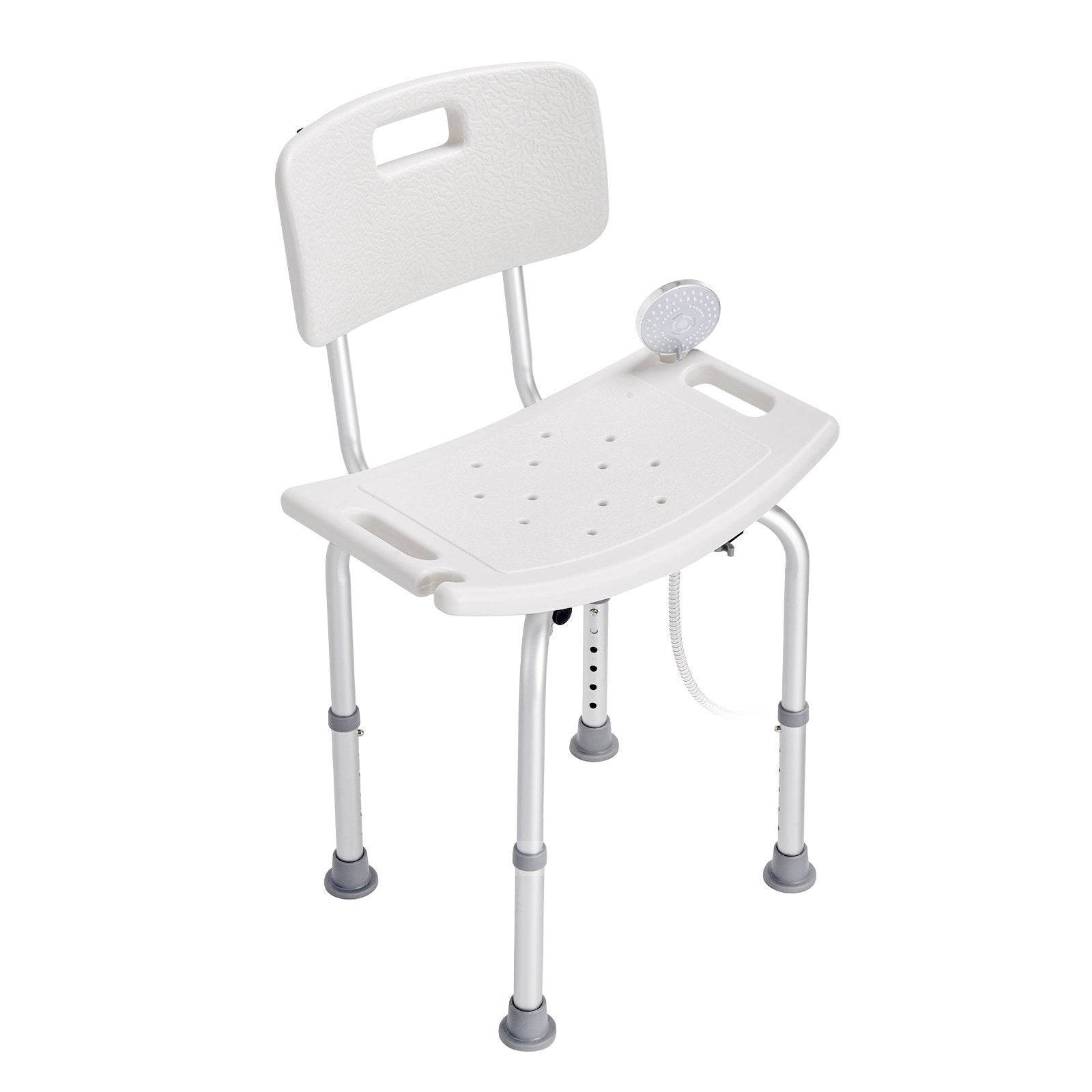 Shower Chair, Shower Seat With Back, Adjustable Height Shower Stool, Shower Chair For Inside Shower Bathtub, Non-slip Bathroom Bench Bath Chair For Elderly Disabled Handicap, 350 Lbs Capacity - Velora