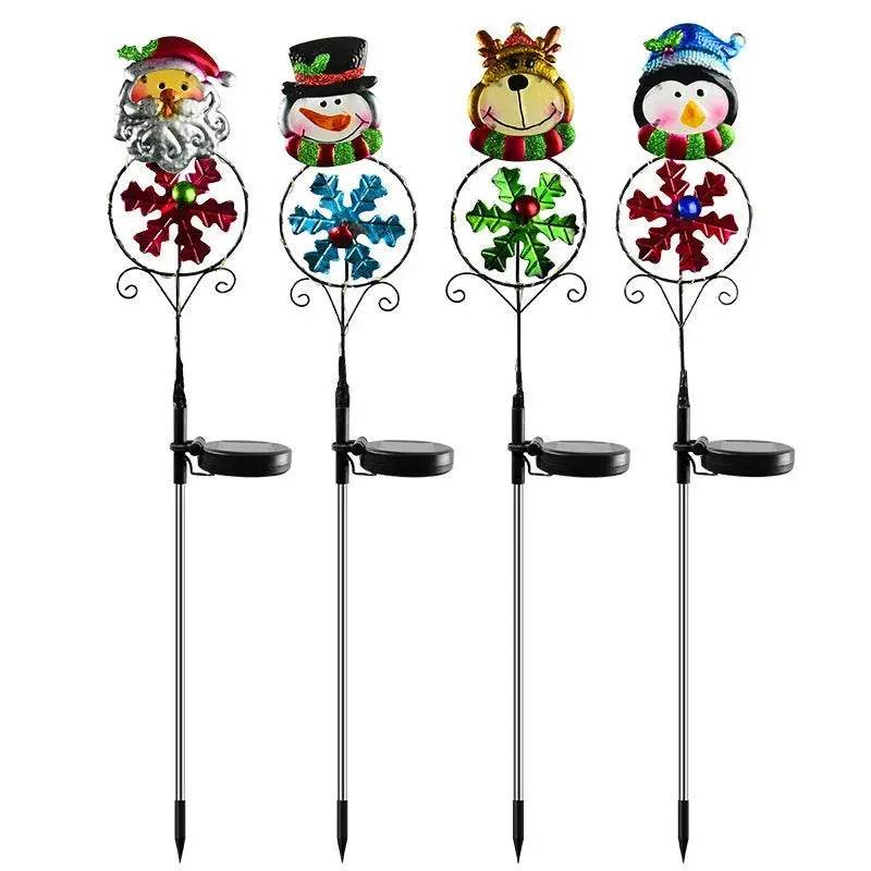 Solar Christmas Led Snowman Elk Ground Plug Light - Velora