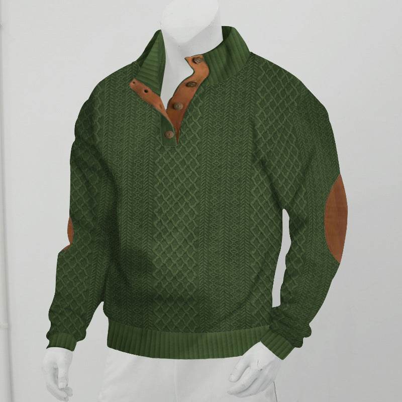 Stand Collar Long Sleeve Jacquard Knitted Pullover Sweater - Velora