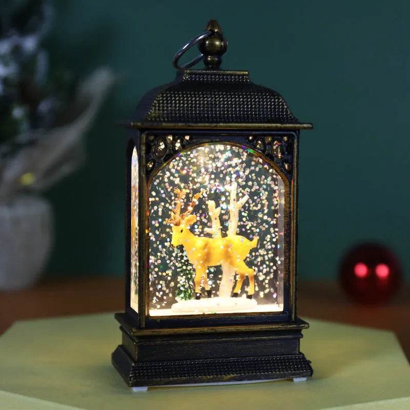 Christmas Decoration Luminous Water Injection Flat Storm Lantern Desktop Decoration - Velora