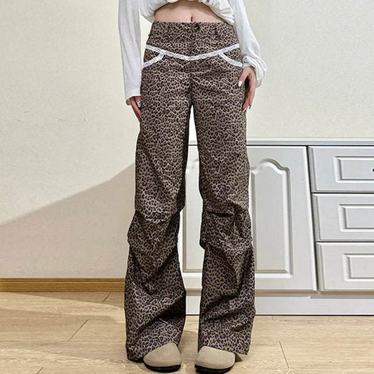 Slim Woven Leopard Print Casual Pants For Women - Velora