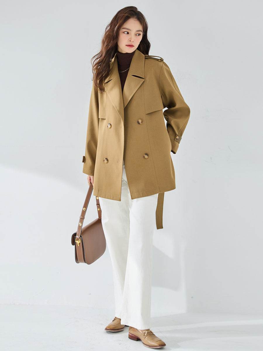 New Casual Elegant Elegant Short Trench Coat Women - Velora