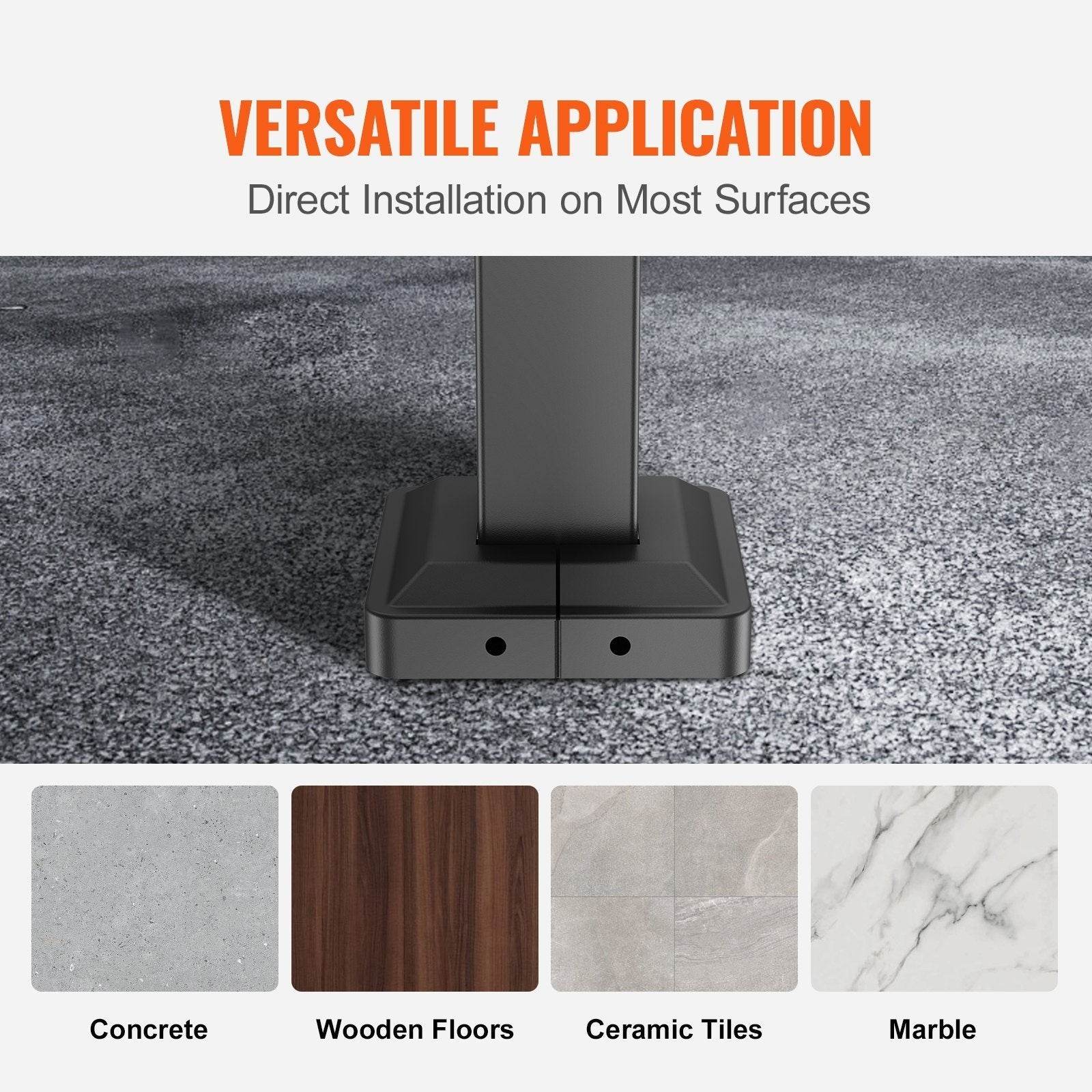 Handrails For Outdoor Steps, Fit 3-5 Steps Outdoor Stair Railing, Wrought Iron Handrail, Flexible Front Porch Hand Rail, Black Transitional Hand Railings For Concrete Steps Or Wooden Stairs - Velora