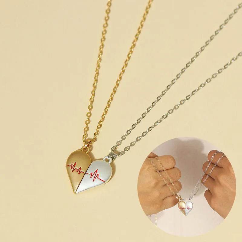 Heartbeat Magnetic Heart Necklace Love Couple Jewelry - Velora