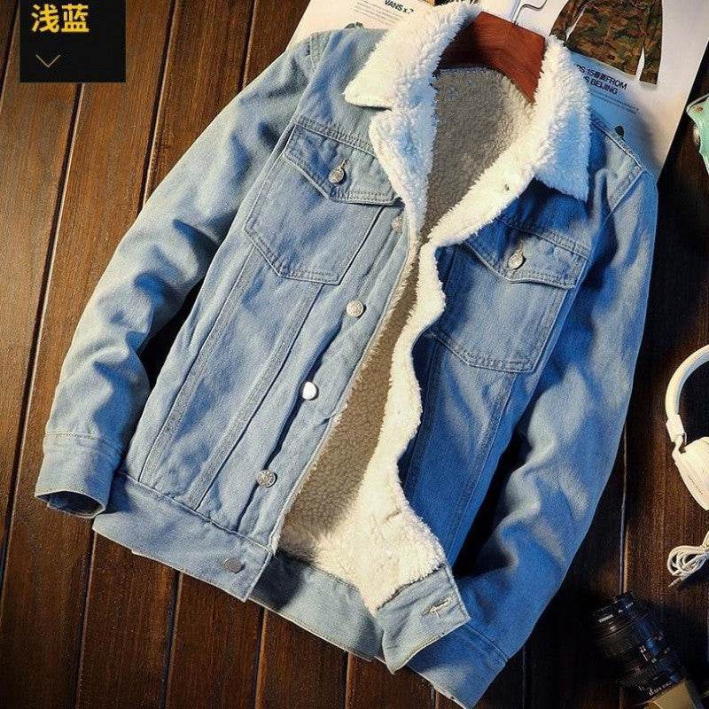 Winter Fleece-lined Denim Coat For Men Thickened Jeans jacket - Velora