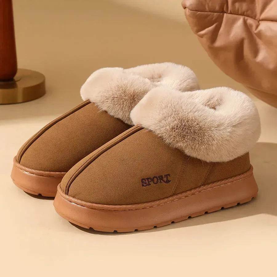 Plush Cotton Shoes For Women Winter Warm Home Slippers Outdoor Snow Boots - Velora