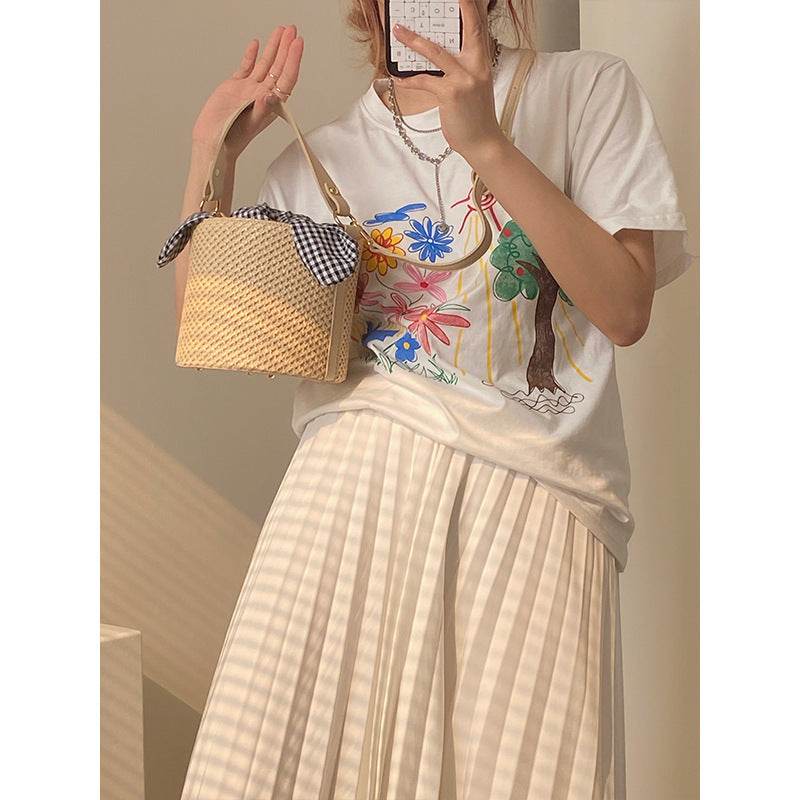 Women's Fashion Summer Bags All Match Bucket Straw Bag - Velora