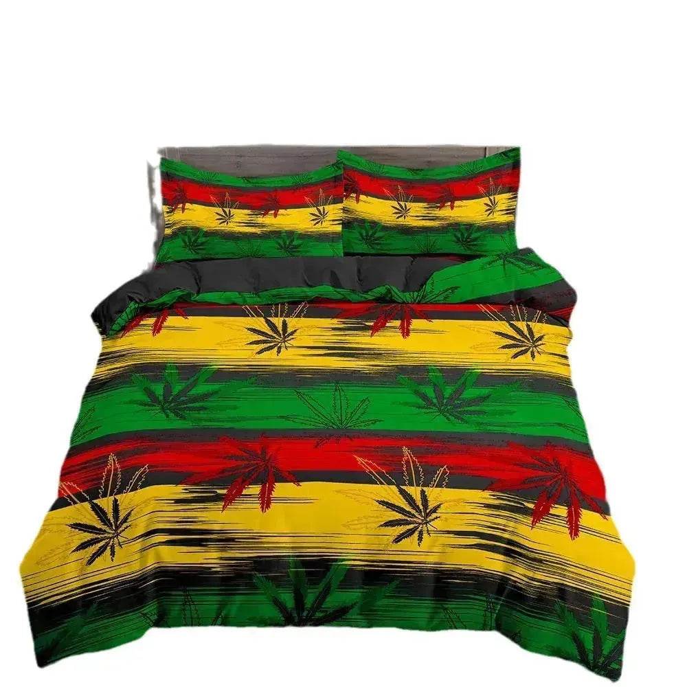 Colorful Psychedelic Weed Leaf Bedding Set - Velora