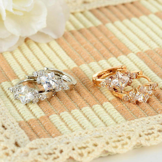 European And American Personalized Square Zircon Earrings - Velora