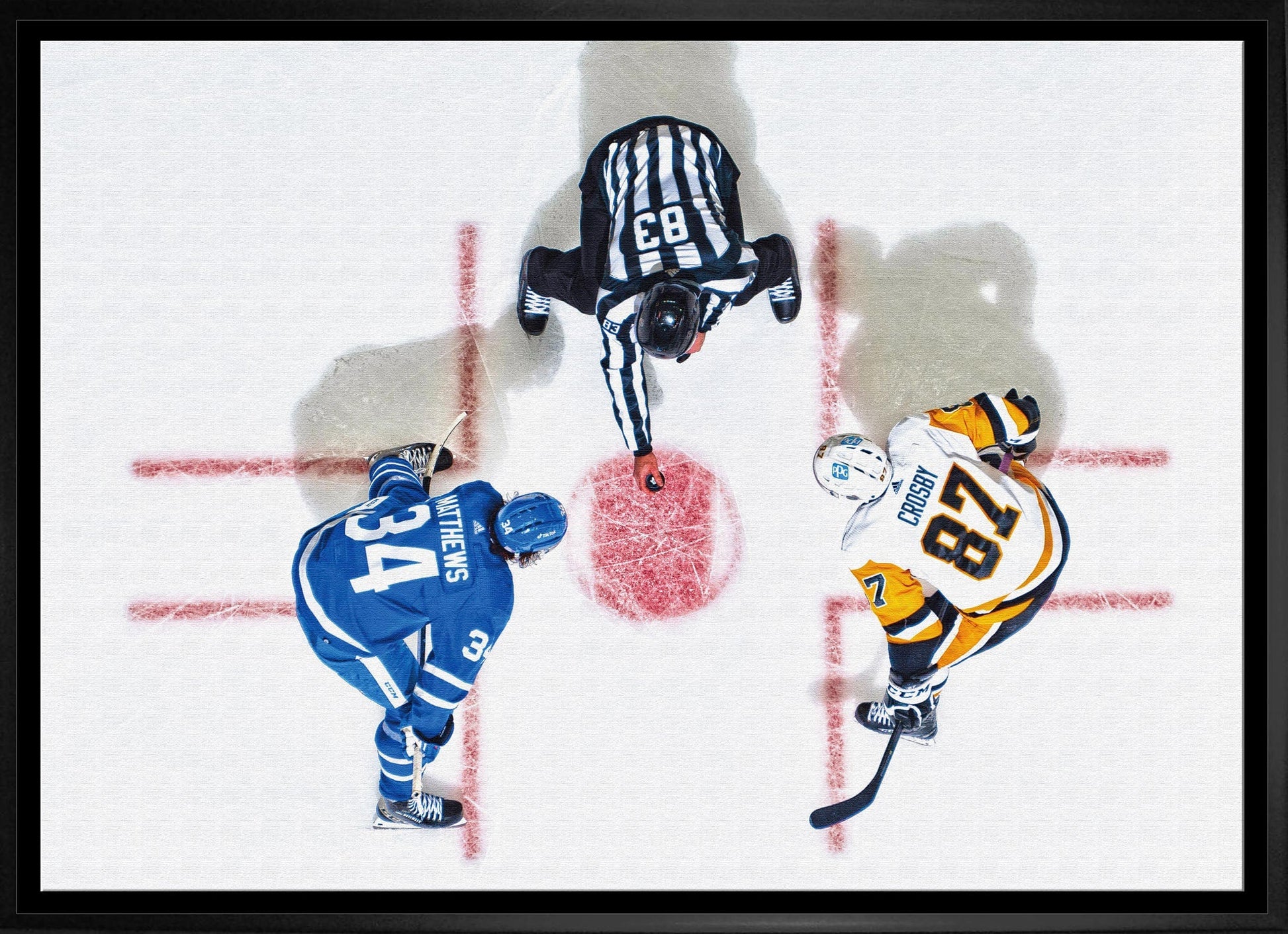Sidney Crosby & Auston Matthews Framed 20x29 Overhead Canvas - Velora