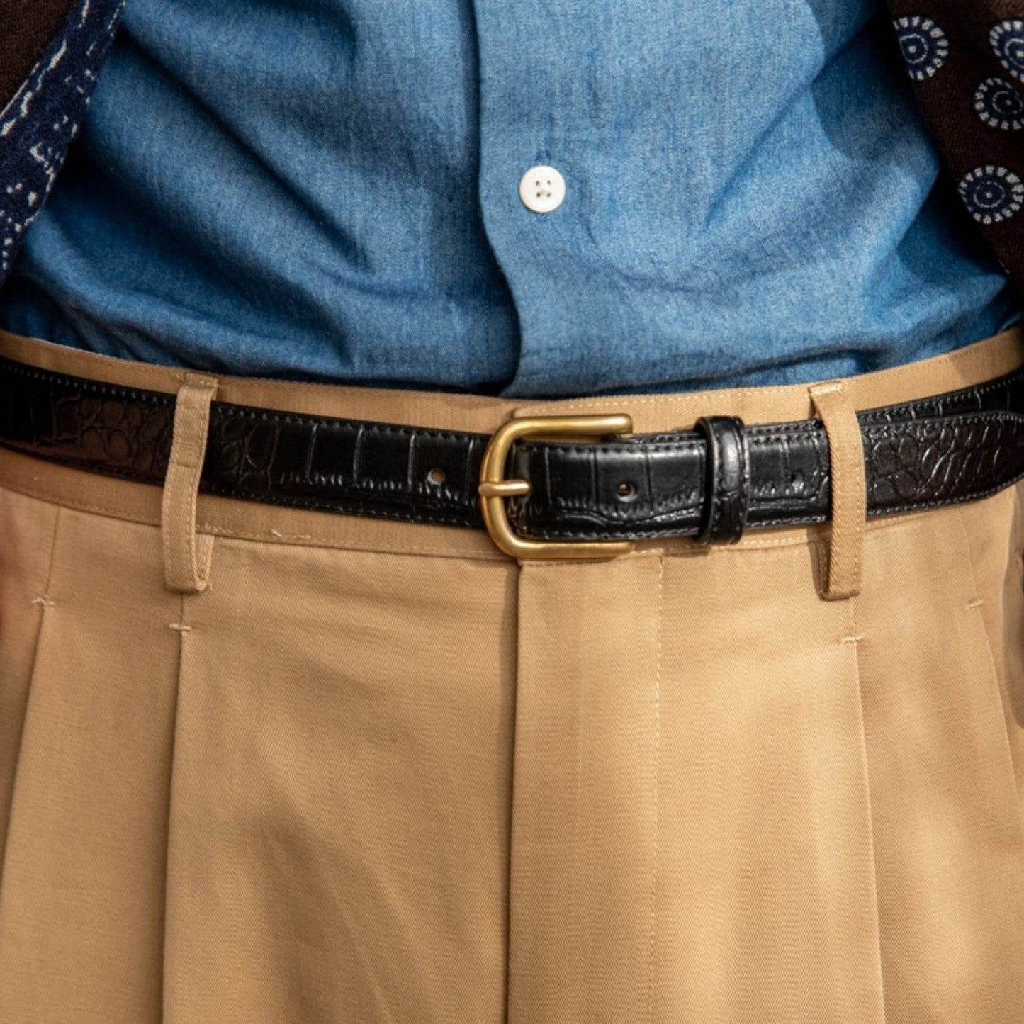 Men's And Women's Belt Lychee Pattern Calfskin - Velora