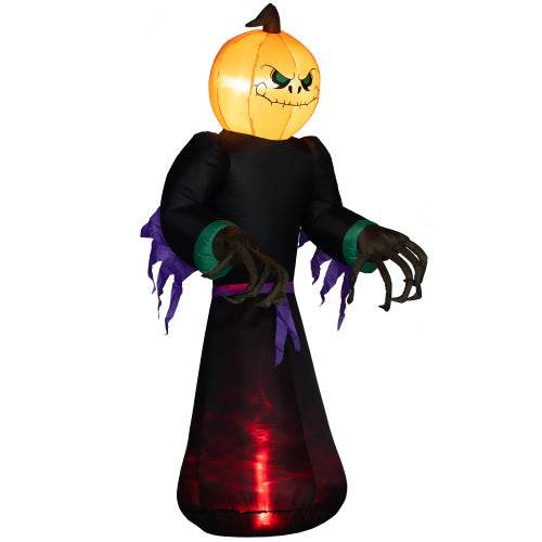 HOMCOM 7 Halloween Inflatable Outdoor Decoration Reaper Ghost Pumpkin, Blow Up LED Yard Decor For Garden, Lawn, Party, Holiday, Waterproo - Velora