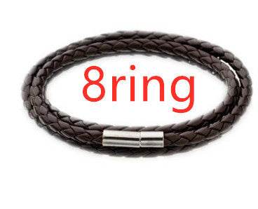 Personalized Mens Braided Genuine Leather Bracelet Stainless Steel Custom Beads Name Charm Bracelet For Men With Family Names - Velora