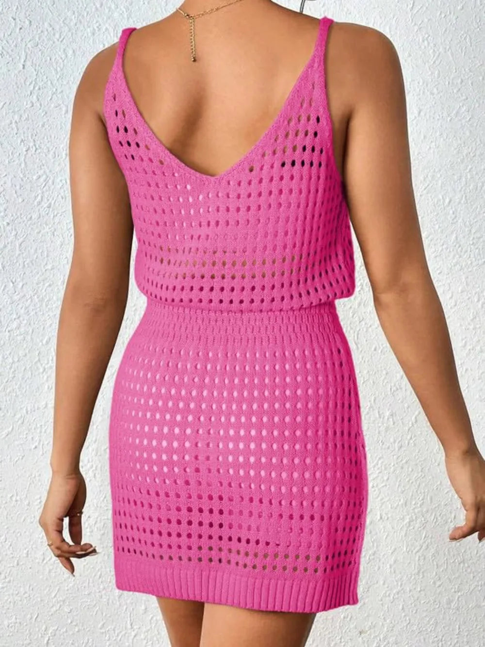 Openwork V-Neck Sleeveless Cover Up Dress - Velora