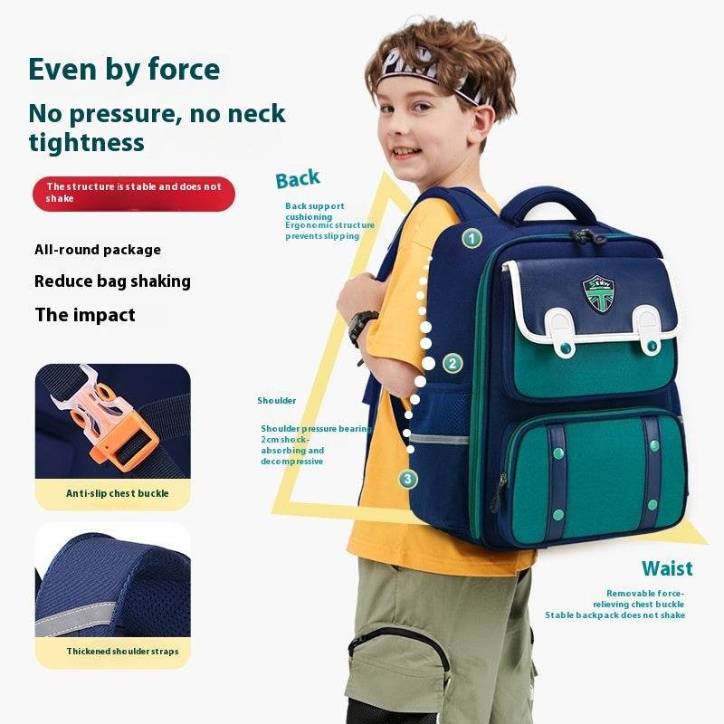 British Style Children Spine Protection water resistant Backpack for School - Velora