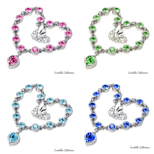 Happy Hearts Swarovski Crystal Clear And Colorful Bracelets