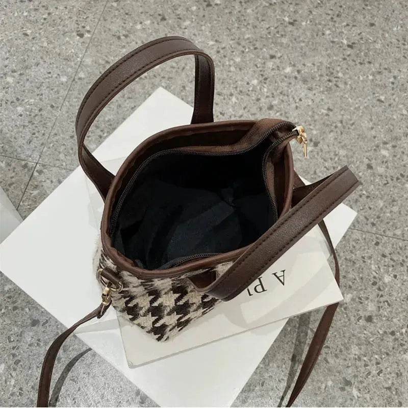 Fashion Houndstooth Shoulder Bags Portable Checkerboard Handbags All-match Messenger Crossbody Bag Women - Velora