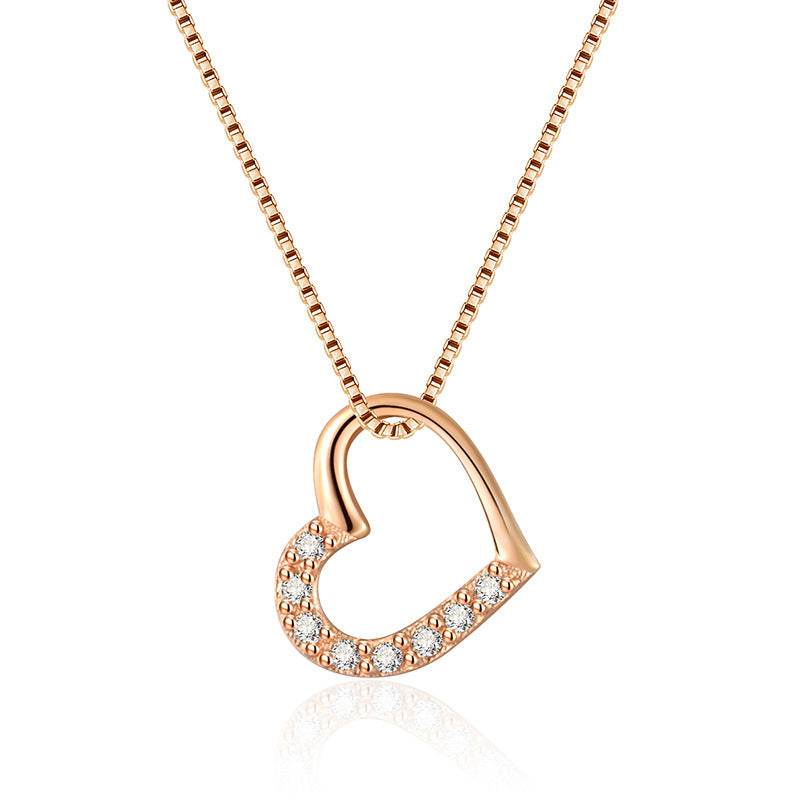 S925 Sterling Silver Love Heart Pendant Necklace For Women Fashion Jewelry Ladies Gold Color Clavicle Chain High Quality Jewelry Gifts - Velora