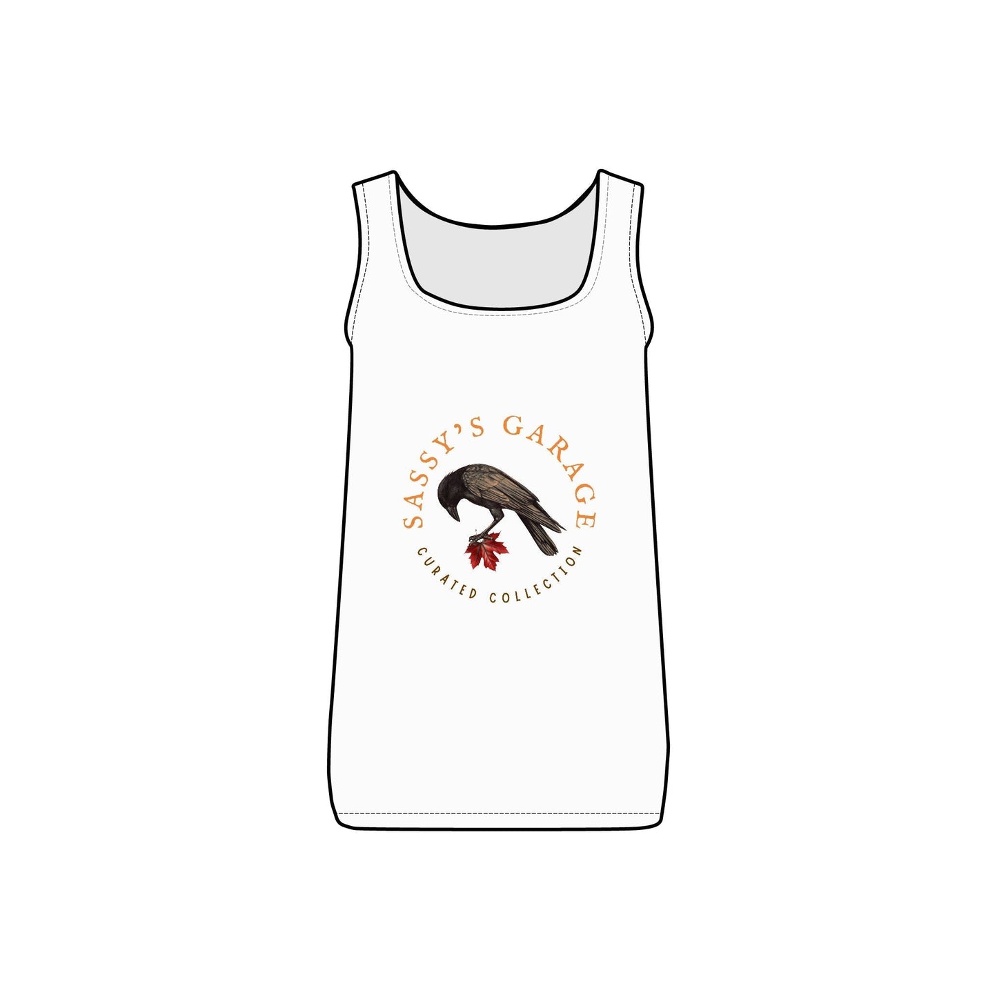 Sassy's Garage Women's Micro Ribbed Tank Top, Casual Summer Wear, Crow Graphic Tee, Trendy Vintage Style - Velora
