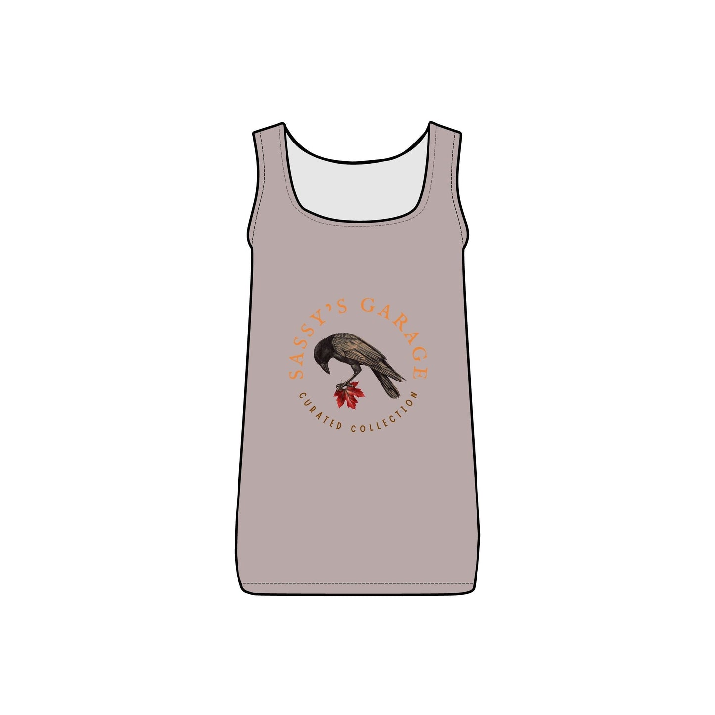 Sassy's Garage Women's Micro Ribbed Tank Top, Casual Summer Wear, Crow Graphic Tee, Trendy Vintage Style - Velora