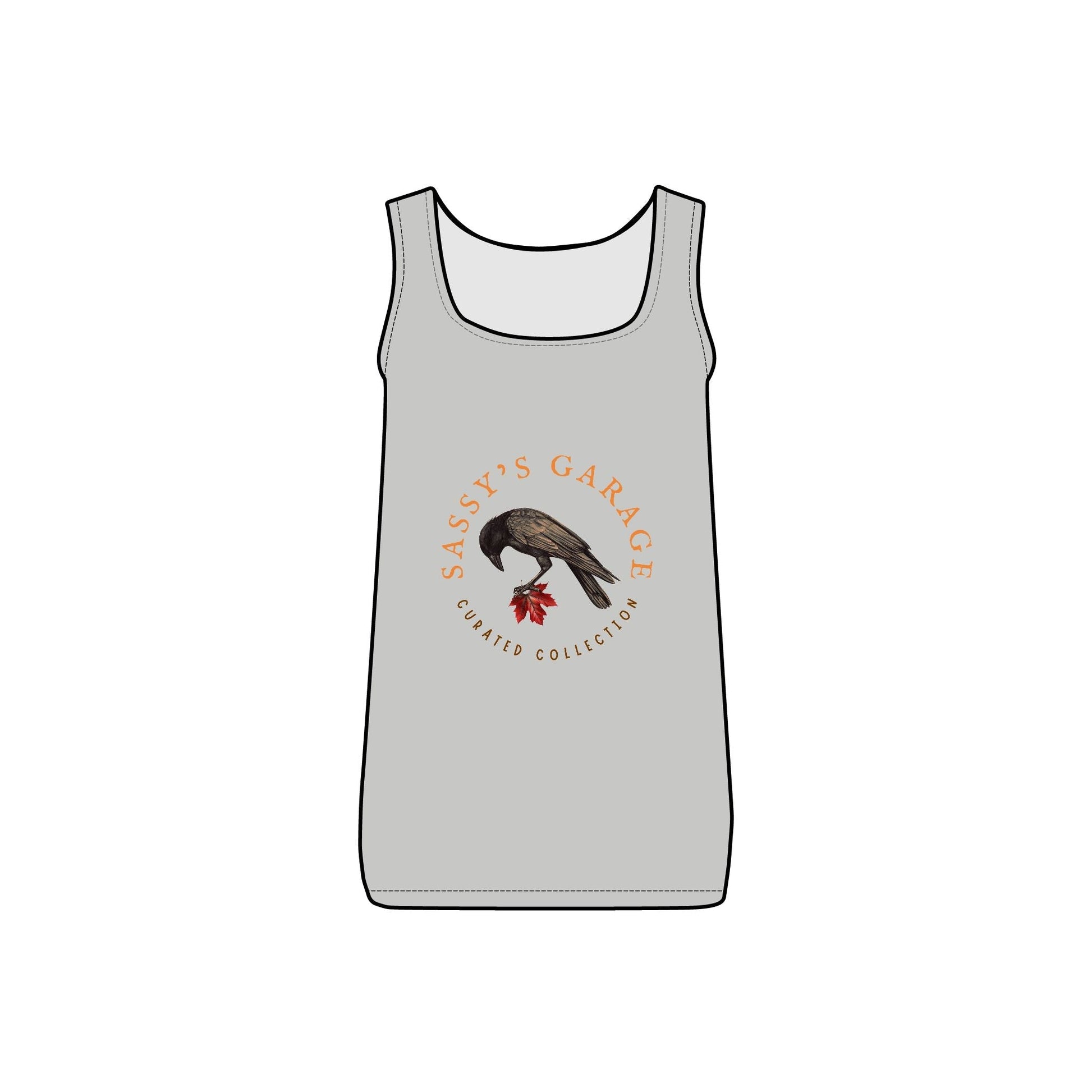 Sassy's Garage Women's Micro Ribbed Tank Top, Casual Summer Wear, Crow Graphic Tee, Trendy Vintage Style - Velora