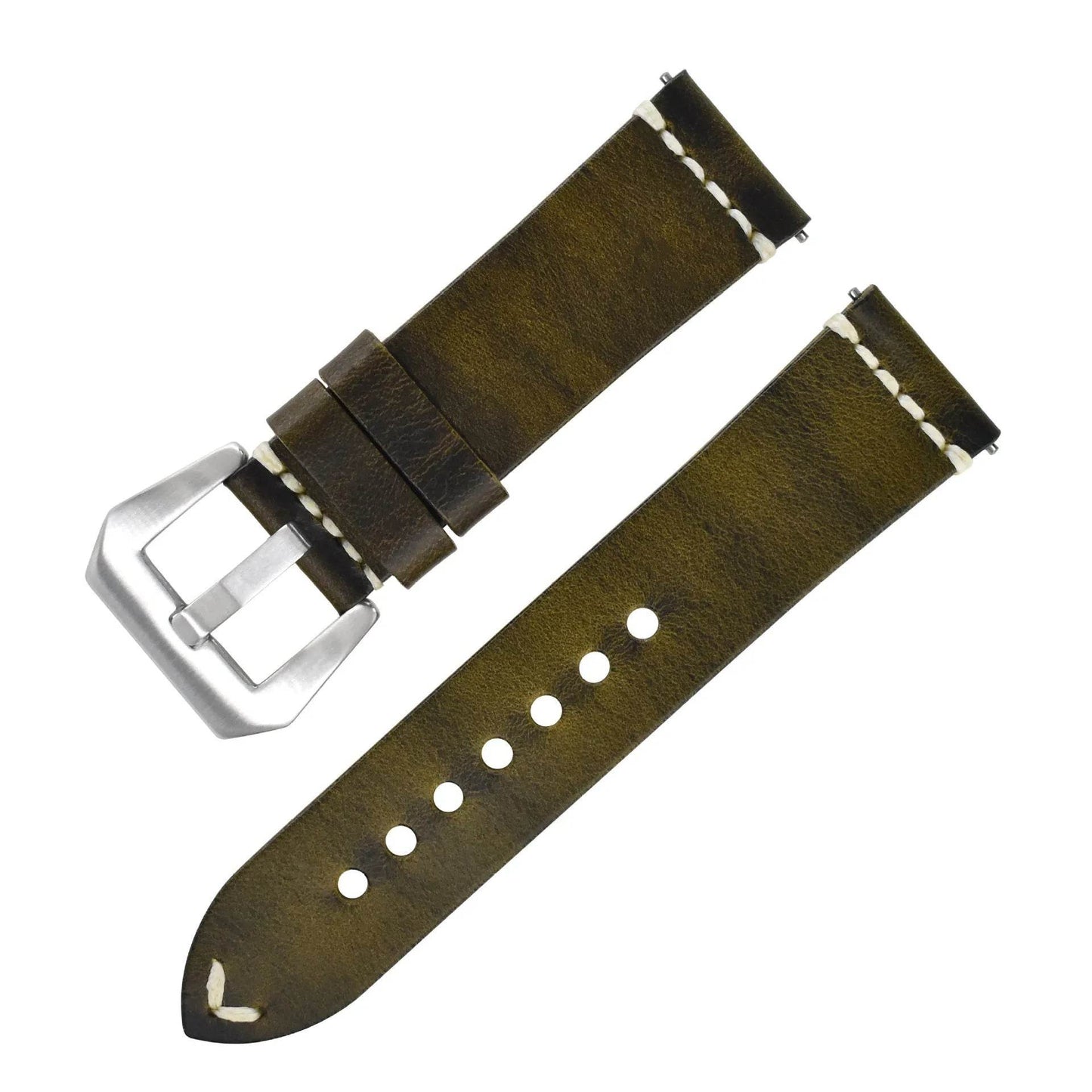 Discoloring Oil Wax Top Layer Cowhide Watch Strap - Velora