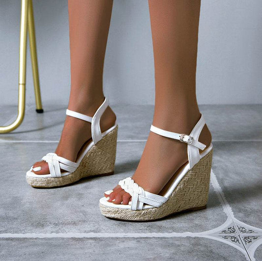 New Straw Fairy Style High-heeled Shoes With Skirt - Velora