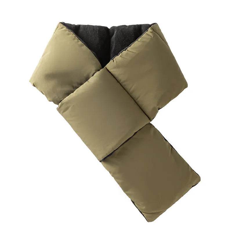 Warm Cross-design Pocket Scarf For Women Winter Outdoor Sports Skiing Cold-proof Down Cotton Plus Velvet Short Scarf - Velora