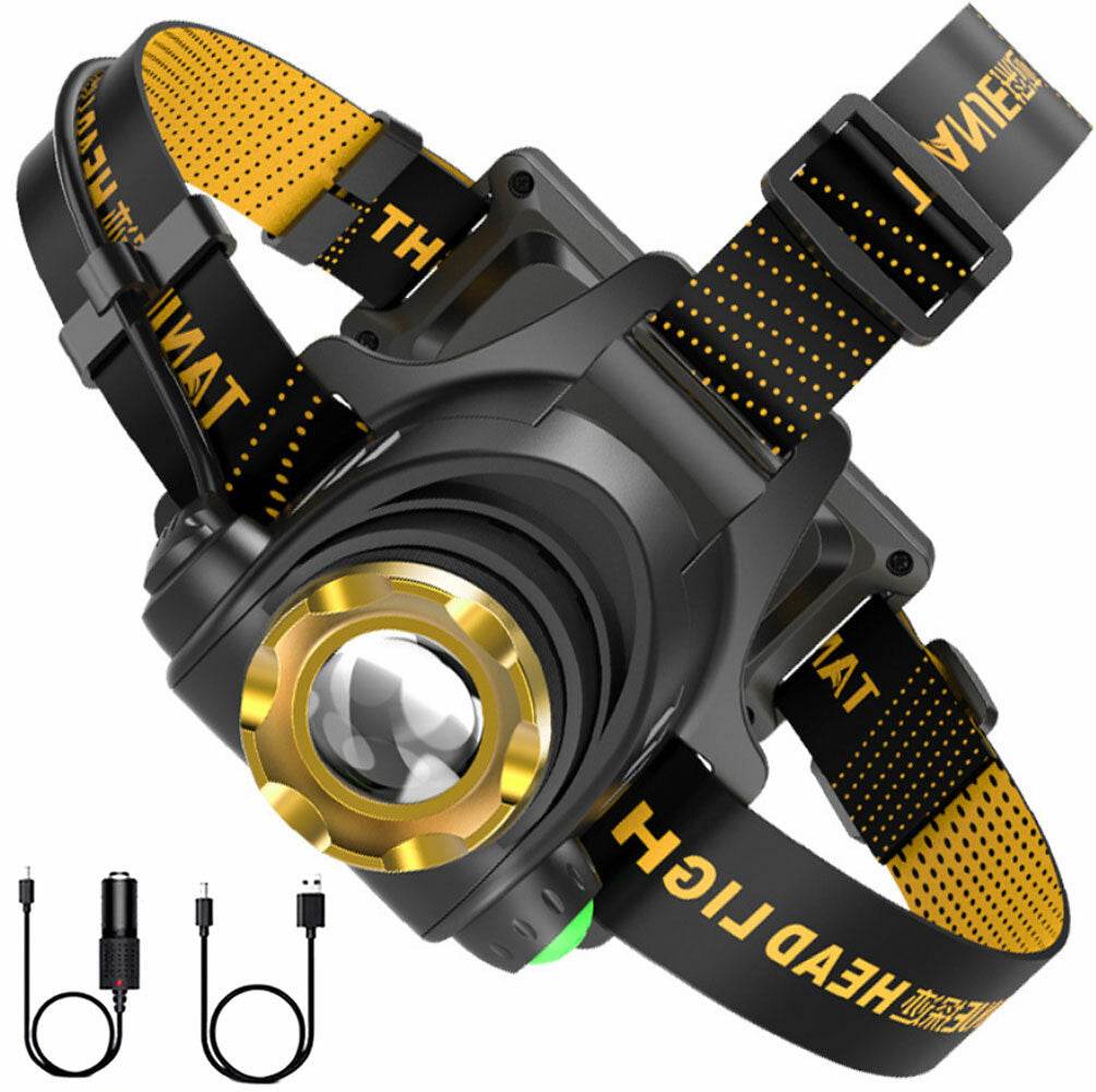 LED Headlamp Rechargeable Head Torch Zoom Headlight Lamp Powerful Flashlight Fishling Driving Camping Light With 3 Modes Work Light - Velora