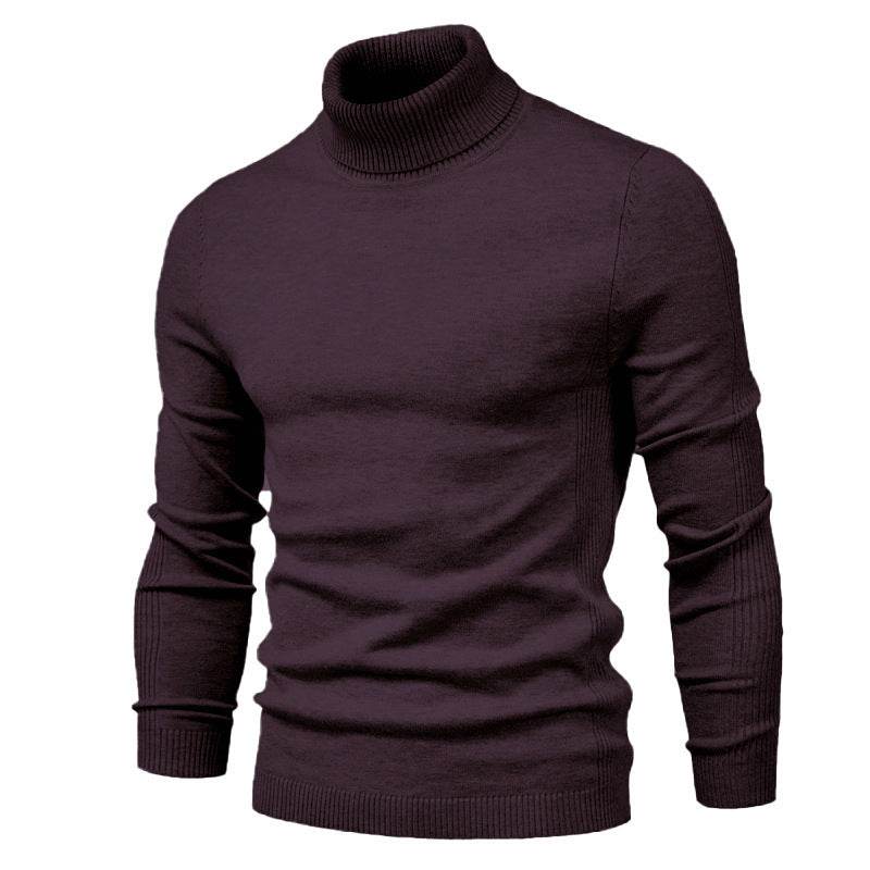 Men's Solid Color Slim Pullover Turtleneck Sweater Winter Casual Tops Clothing - Velora