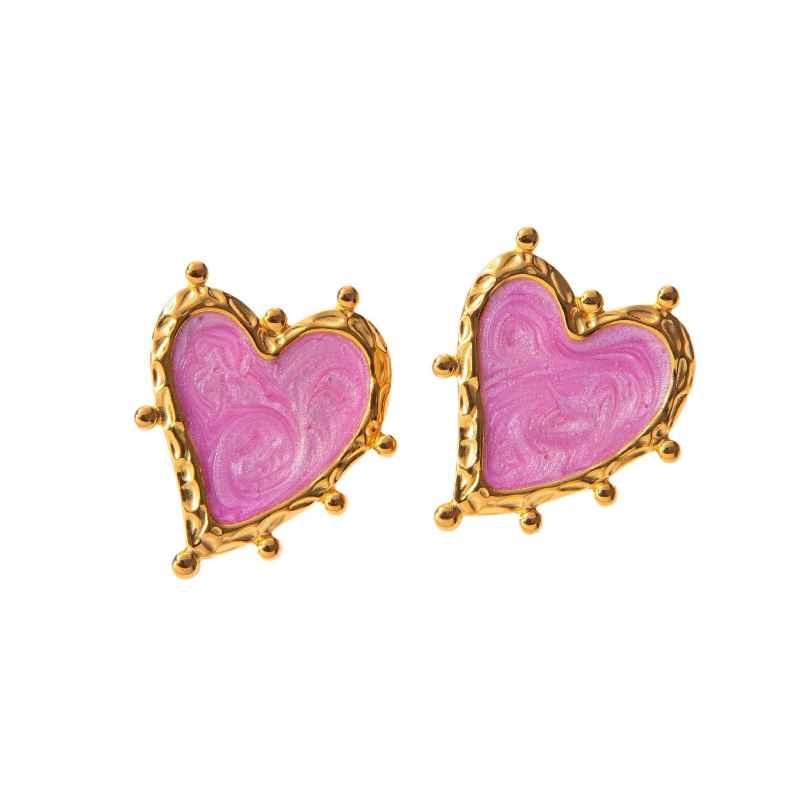 Sweet Magic Purple Love Stainless Steel Retro Fashion Ear Studs Girl Beautiful Love Jewelry Earrings For Women - Velora