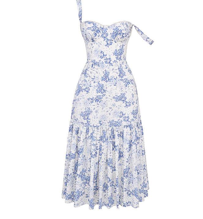 Spring And Summer Comely Pastoral Style Sling Floral A Swing Cake Dress - Velora