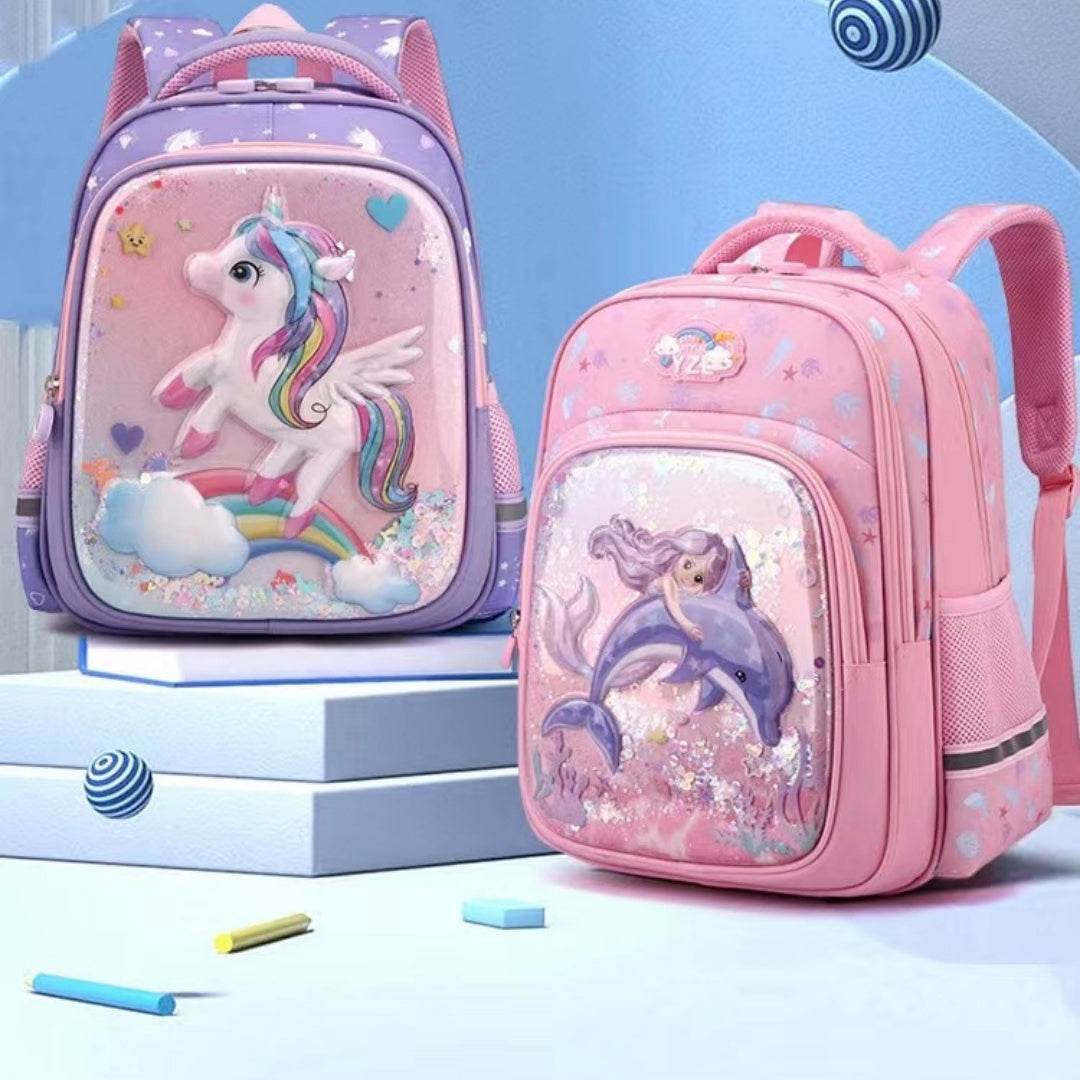 Primary School Cute Cartoon Mermaid Girls Backpack - Velora