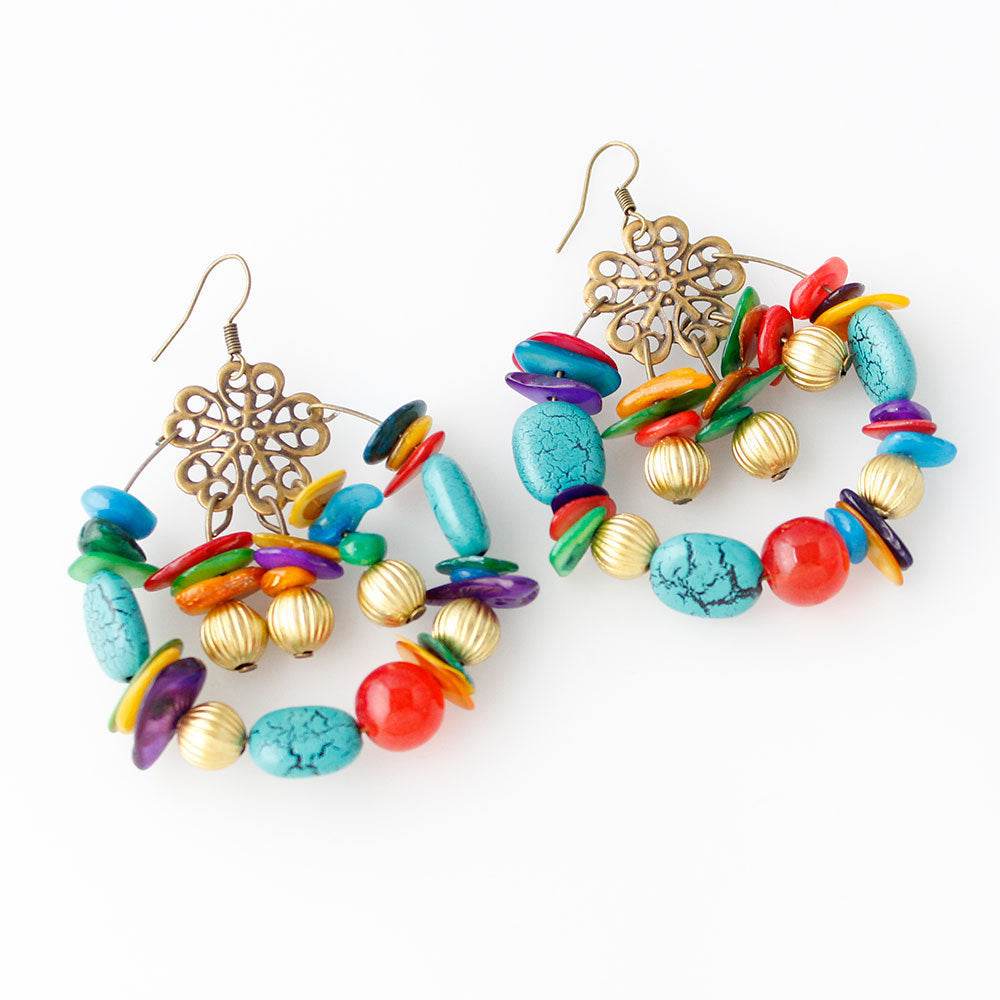 Bohemian style handmade beaded colorful Earrings - Velora