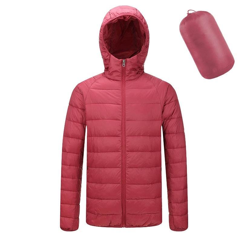 Men's Lightweight Hooded Coat Winter Warm Solid Color Zipper Jacket Fashion Portable Outerwear Top Clothing - Velora