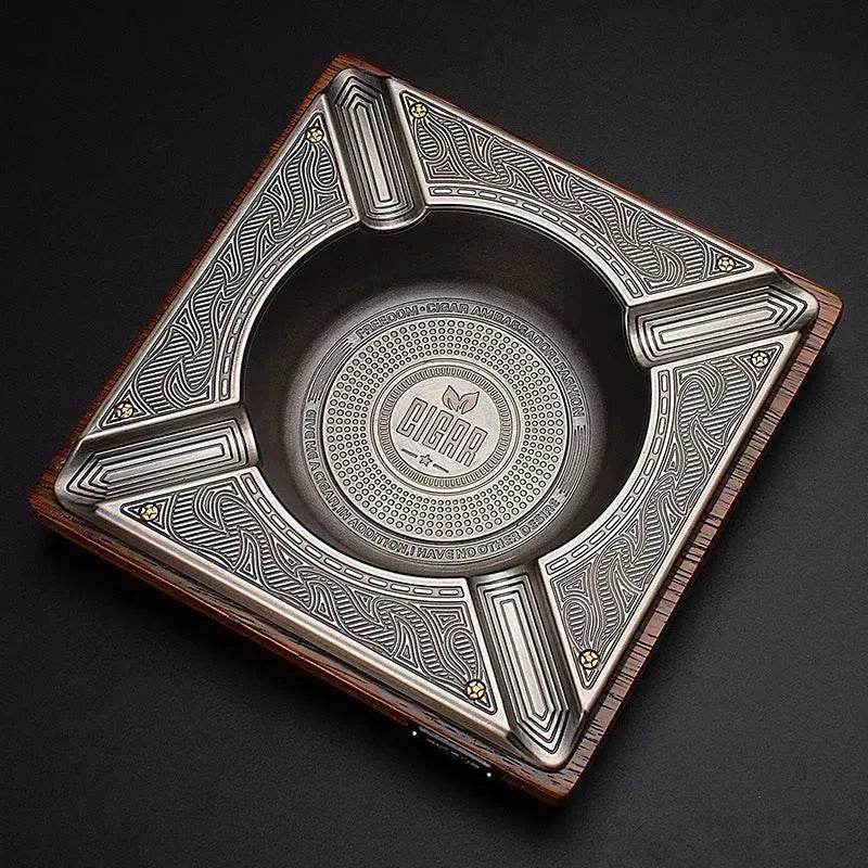 Luxury Wooden Metal Alloy 4 slots Cigar Ashtray - Velora