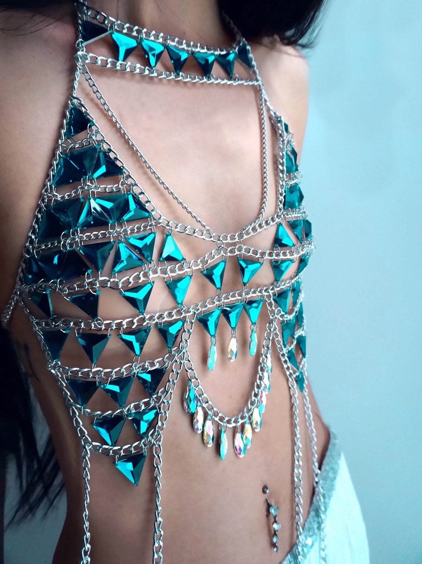 Rhinestone Lingerie – Tassel Fringe Body Chain Accessory for Nightclub - Velora