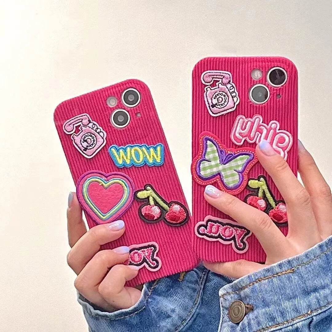 Embroidered Love Cherry Patch iphone Case women - Velora